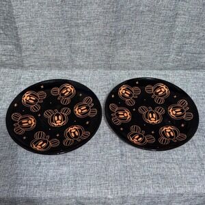 Disney Mickey Mouse Halloween Pumpkin Plates Set of 2 Black Orange Zrike Brands